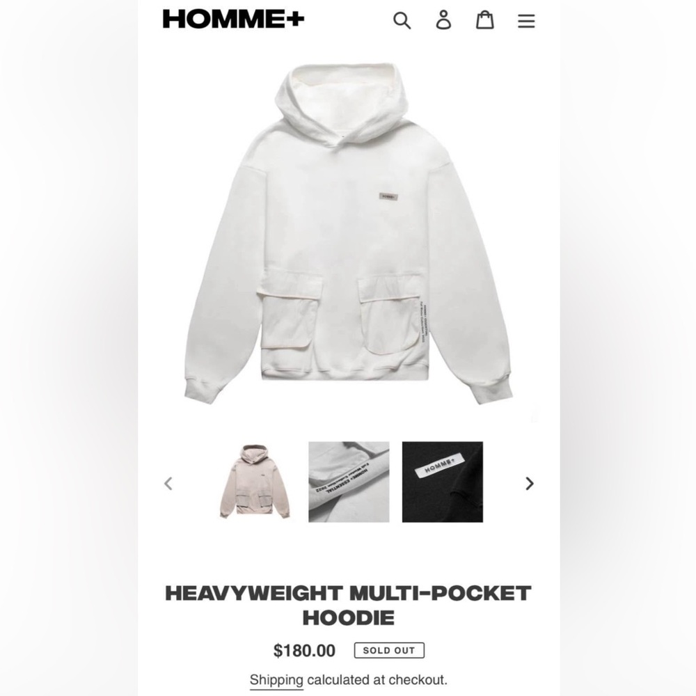 Homme+ HEAVYWEIGHT MULTI-POCKET HOODIE